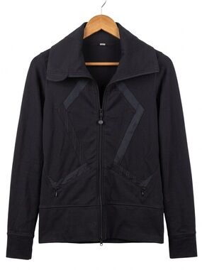 Lululemon Origami In Stride Black Full Zip High Neck Jacket Size 6